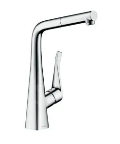 Hansgrohe M71 - Miscelatore Da Lavello Metris Con Bocca Di Erogazione Estraibile, SBox, EcoSmart, Cromo 73828000