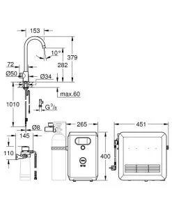 Grohe Blue Professional - Rubinetto Per Lavello Mono Con Sistema Di Filtraggio E Refrigerazione, Supersteel 31302DC2 -Vendite Accessori per Cucina 021b51ed33f15e44e785c103