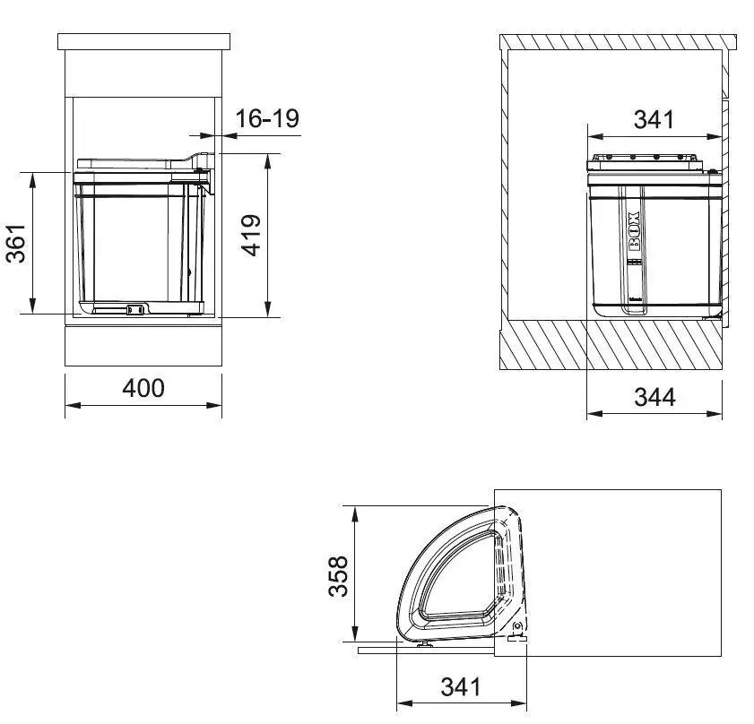 Franke Differenziatori - Cestino Portarifiuti Incorporato Pivot, Nero 121.0307.563 2 Franke Differenziatori - Cestino Portarifiuti Incorporato Pivot, Nero 121.0307.563 - immagine 2