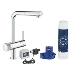 Grohe Blue Pure - Miscelatore Da Lavello Minta Con Funzione Di Filtraggio UltraSafe E Bocca Di Erogazione Estraibile, Cromo 30393000