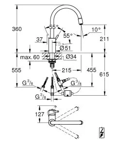 Grohe Concetto - Miscelatore Da Lavello Con Doccetta Estraibile, Cromo 31212003 -Vendite Accessori per Cucina 3f88a6a260b714b3f74141b8