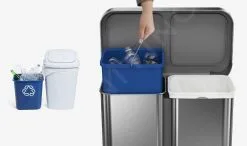 Simplehuman Pattumiere - Pattumiera Differenziata, Con Portasacchetti, 58 L, Acciaio Inox Spazzolato CW2025 -Vendite Accessori per Cucina 416360b22bc3fe65656a1e38