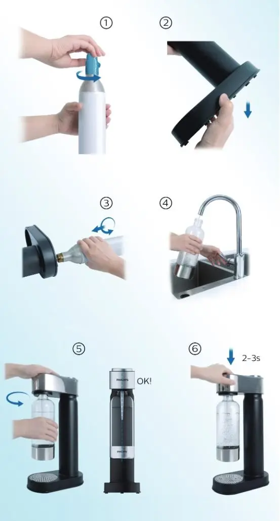 Philips GoZero - Soda Maker Lite Con Accessori, Bianco ADD4901WH/10 9 Philips GoZero - Soda Maker Lite Con Accessori, Bianco ADD4901WH/10 - immagine 9