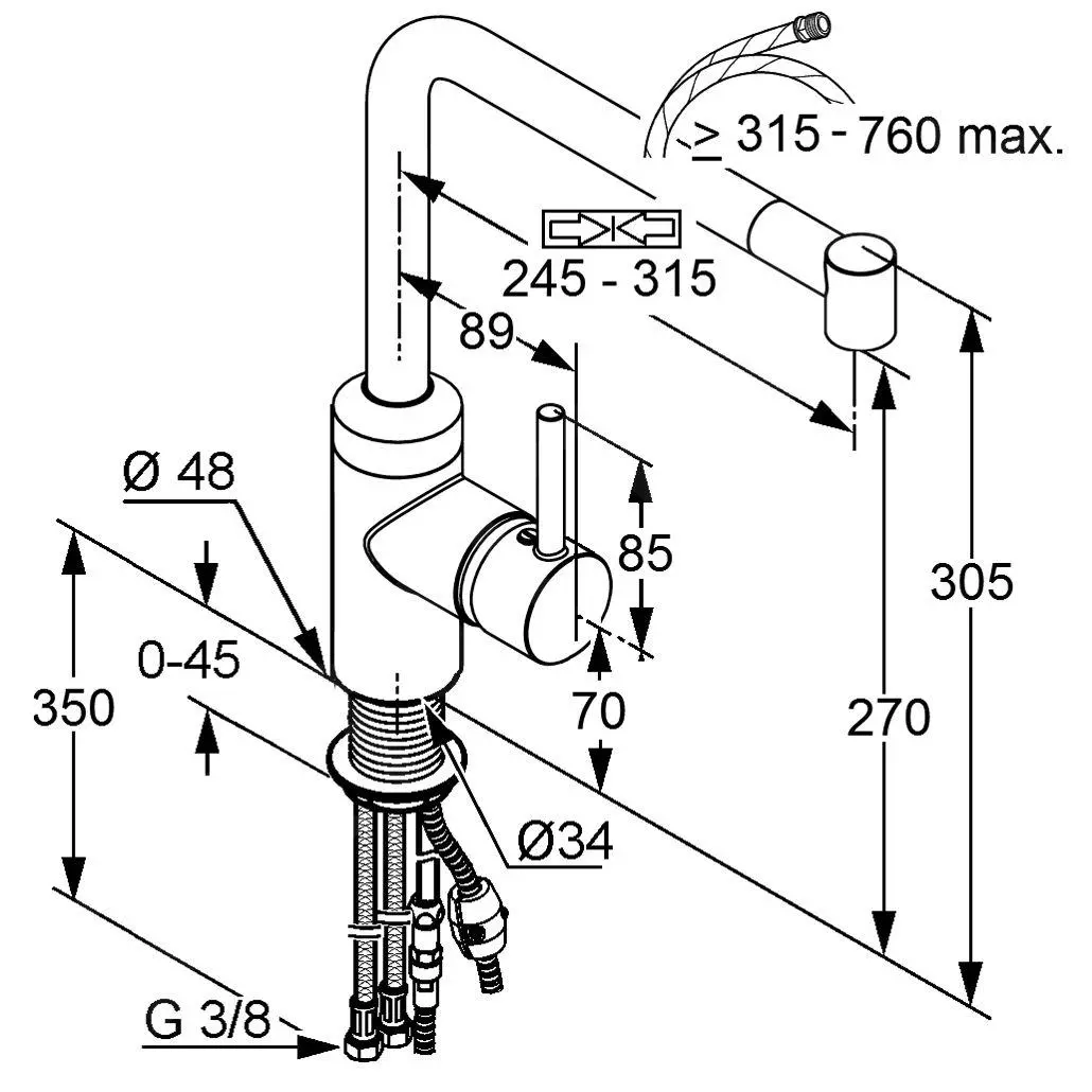Kludi L-ine - Miscelatore Monocomando Per Lavello, Con Bocca Di Erogazione Estraibile, Cromato 428210577 2 Kludi L-ine - Miscelatore Monocomando Per Lavello, Con Bocca Di Erogazione Estraibile, Cromato 428210577 - immagine 2