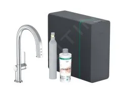 Hansgrohe Aqittura M91 - Miscelatore Da Lavello, Con Bocca Di Erogazione Estraibile, SodaSystem, SBox, Cromo 76806000