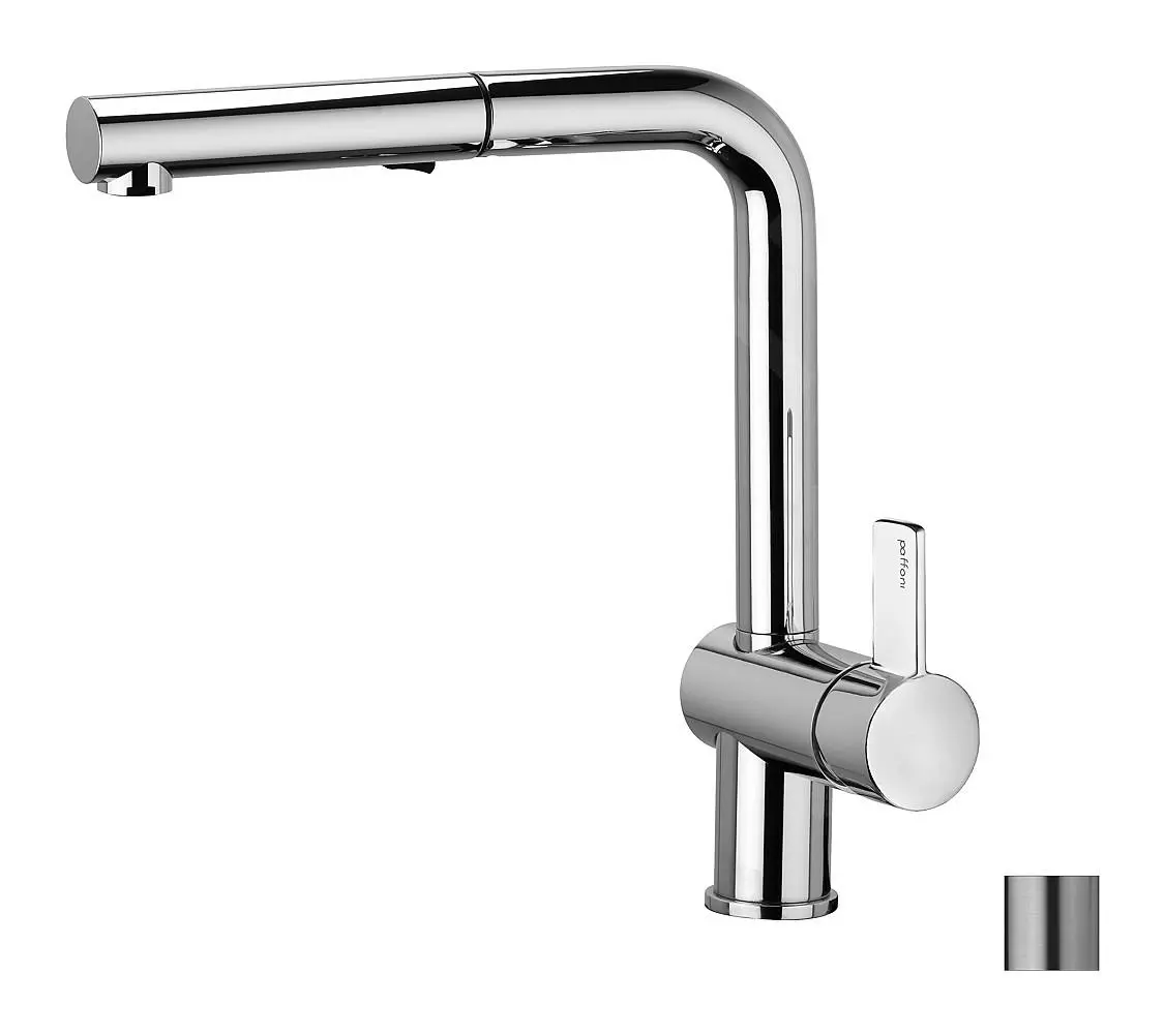 Paffoni Rock - Miscelatore Da Lavello Con Doccetta Estraibile, Acciaio Inox RO285ST 1 Paffoni Rock - Miscelatore Da Lavello Con Doccetta Estraibile, Acciaio Inox RO285ST