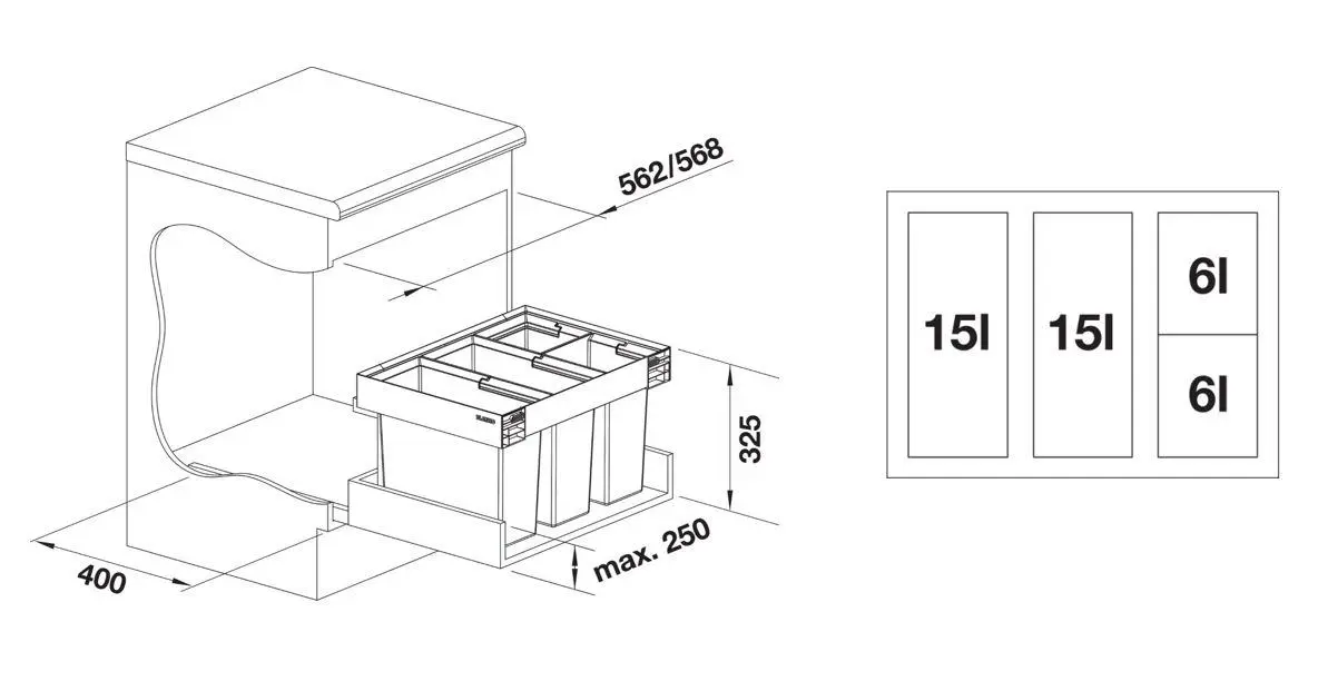 Blanco Flexon II - Pattumiera Incorporata, Differenziata, Capienza 42 L 526644 2 Blanco Flexon II - Pattumiera Incorporata, Differenziata, Capienza 42 L 526644 - immagine 2
