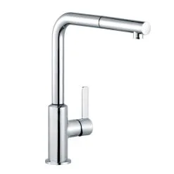 Kludi L-ine S - Miscelatore Monocomando Per Lavello, Con Braccio Di Erogazione Estraibile, Cromato 408510575