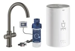 Grohe Red - Miscelatore Da Lavello Duo Con Bollitore E Dispositivo Di Filtraggio, Cisterna M, Hard Graphite Spazzolata 30083AL1