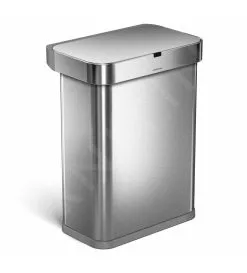 Simplehuman Pattumiere - Pattumiera Touchless Con Comando A Voce E Sensore Di Movimento, 58 L, Acciaio Inox Spazzolato ST2031