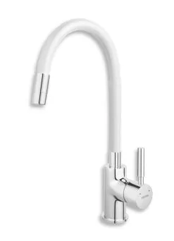 Novaservis Ferro - Miscelatore Da Lavello Con Braccio Di Erogazione Flessibile, Bianco/cromo 70710,0B