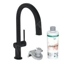 Hansgrohe Aqittura M91 - Miscelatore Da Lavello, Con Bocca Di Erogazione Estraibile E Funzione Di Filtraggio, Nero Opaco 76801670