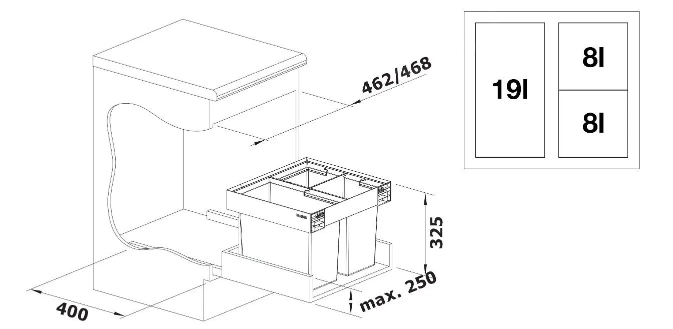 Blanco Flexon II - Pattumiera Differenziata Incorporata, Capacità 35 L 526640 2 Blanco Flexon II - Pattumiera Differenziata Incorporata, Capacità 35 L 526640 - immagine 2