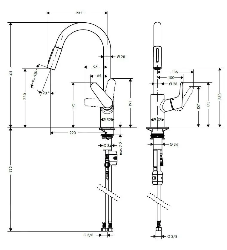 Hansgrohe Focus M41 - Miscelatore Monocomando Per Lavello 240 Con Doccetta Estraibile, Cromato 31815000 2 Hansgrohe Focus M41 - Miscelatore Monocomando Per Lavello 240 Con Doccetta Estraibile, Cromato 31815000 - immagine 2
